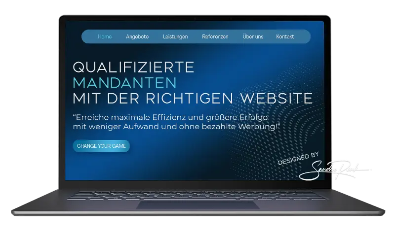 Ein Notebook mit einem Muster Webdesign für Steuerberater